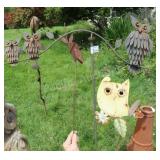 Metal Owl Garden Art Stakes