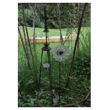 Yard Art Lightning Rod And Glass Flower Decor