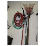 Yard Tools, 2 Pole Saws, Rake, Hoses,