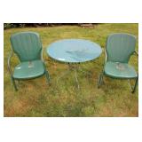Vintage Green Metal Law Chairs And Table