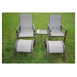 2 Patio Chairs + Ottomans + Table