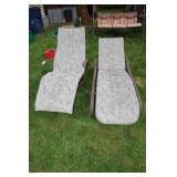 2 Reclining Lounge Lawn Chairs, One Swivels