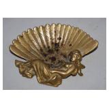 Brass Ashtray, Feather Fan Dancer