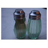 Green Glass Salt And Pepper Shaker Set