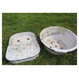 Enamelware Planters; Pot & Wall Pocket