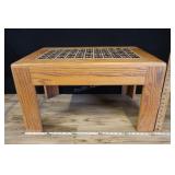 Wooden Side Table, Heart Tile Top