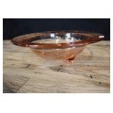 Footed Depression Glass Pink Bowl
