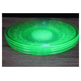 4 Uranium Glass Plates, 9.25"