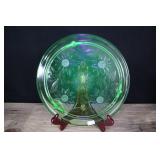 Jeanette Uranium Glass Cake Plate Sunflower Patten