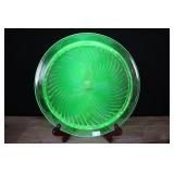 Uranium Glass Cake Plate, Swirl Pattern
