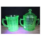 Hazel Atlas Uranium,colonial Block, Cream Sugar