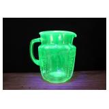 Uranium Glass Pitcher, Depression Glass