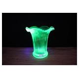 Uranium Glass Vase, Depression Glass