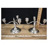 Vintage Shirley Pewter Candelabras, Hand Made, 3 A
