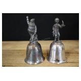 Pair Of Vintage Bells, Boy With Candle, Santa With