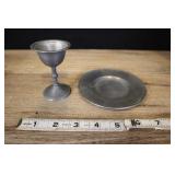 Antique Pewter Wine Cup And Saucer, Hallmarks On B