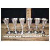 Set Of 6 Pewter Wine Cups