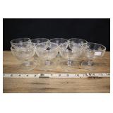 Set Of 8 Depression Punch Glasses, Star Cut