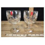 Set Of 2 Vintage Michelob Beer Goblets, Red Ribbon