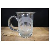 United State Navy Beer Mug, Etched Glass