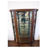 Bow Front Display Curio Cabinet, With Key, Bowed G