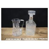Vintage Decanter And Pitcher, Glass And Crystal
