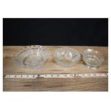 Three Vintage Clear Glass Nappies