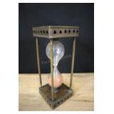Vintage English Hourglass, Pink Sand, 4 Pillar Sta