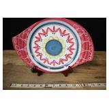 Ceramic Platter, Pink & Blue Floral, Handmade Elle