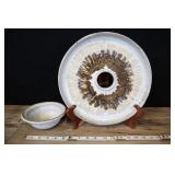Stoneware Serving Dish, Platter With Sauce Bowl
