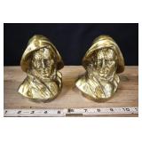 Pair Brass Sea Captain Bookends, Heavy, Small Chip