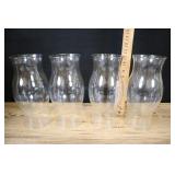 Glass Hurricanes, Large Size 5" Base, Set Of 4, In
