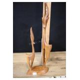 Carved Wood Gazelles 13.5"h