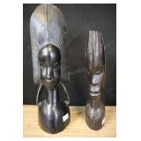 Carved Wood Head Sculptures, Ebony Wood, Heavy