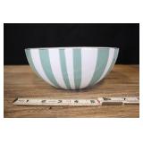 Vintage Striped Enamelware Mixing Bowl, Teal & Whi