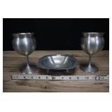 Pewter Wine Glasses And Finger Bowl, 1922 By Mulho