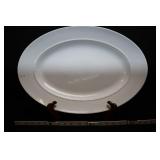 Large Vintage Porcelain Serving Platter, White, Bi