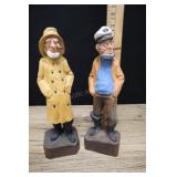Three Carved Wood Sea Captains With Pipes