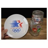 1984 Olymic Games Candy Canister And Plate