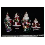Vtg Mercury Glass Christmas Ornaments- 4 Santas