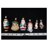 Vtg Mercury Glass Christmas Ornaments- 6 Santas