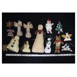 Handmade Ornaments- Snowmen, Bear And Tree With Bu
