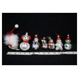 Vtg Mercury Glass Christmas Ornaments- 7 Snowmen