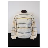 Vintage Purdue Sweater, White, Black & Gold Stripe