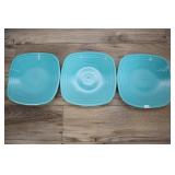 Three Fiesta 9 Inch Square Plates, Turquoise