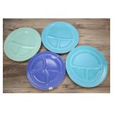 Four 9.5 Inch Compartment Plates