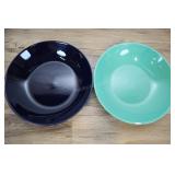 Two 12.5 Inch Bowls, Black  And Teal