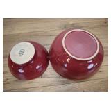 2 Red Bowls, 9.75x4 Inch, Hall And Unmarked