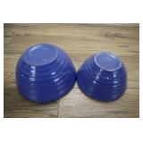 Two Blue Ringware Nesting Bowls,7.25x3.75 Inch