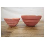 Two Bauer Beehive Mixing Bowls #18,30, Pink